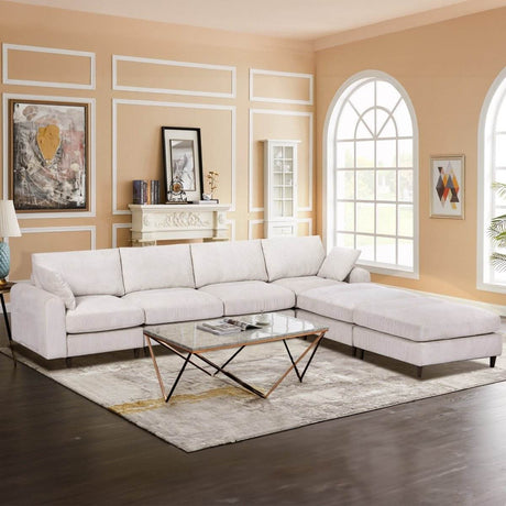 Mid - Century Modern Corduroy Modular Sectional Sofa - Restalyn - Sleep Galleria