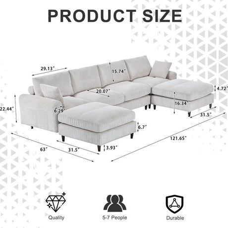 Mid - Century Modern Corduroy Modular Sectional Sofa - Restalyn - Sleep Galleria