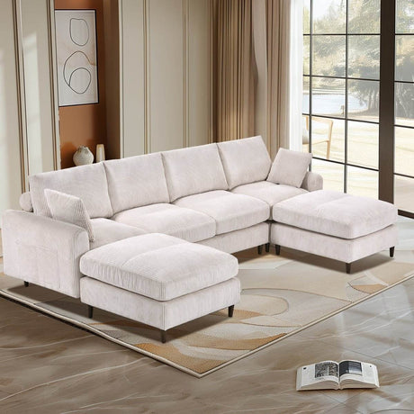 Mid - Century Modern Corduroy Modular Sectional Sofa - Restalyn - Sleep Galleria