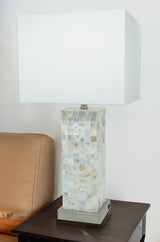 Modern Chrome Mosaic Pattern Table Lamp With Diffused Light - Restalyn - Sleep Galleria