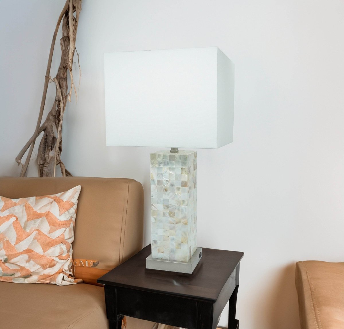Modern Chrome Mosaic Pattern Table Lamp With Diffused Light - Restalyn - Sleep Galleria
