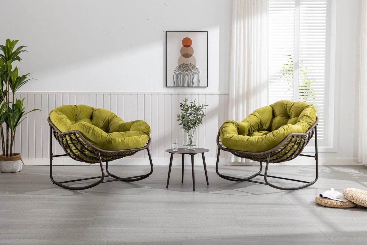 Outdoor Oversized Hand - Woven Rattan Rocking Chair - Restalyn - Sleep Galleria