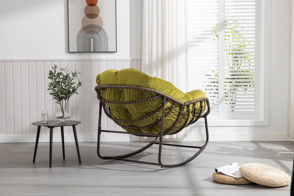 Outdoor Oversized Hand - Woven Rattan Rocking Chair - Restalyn - Sleep Galleria