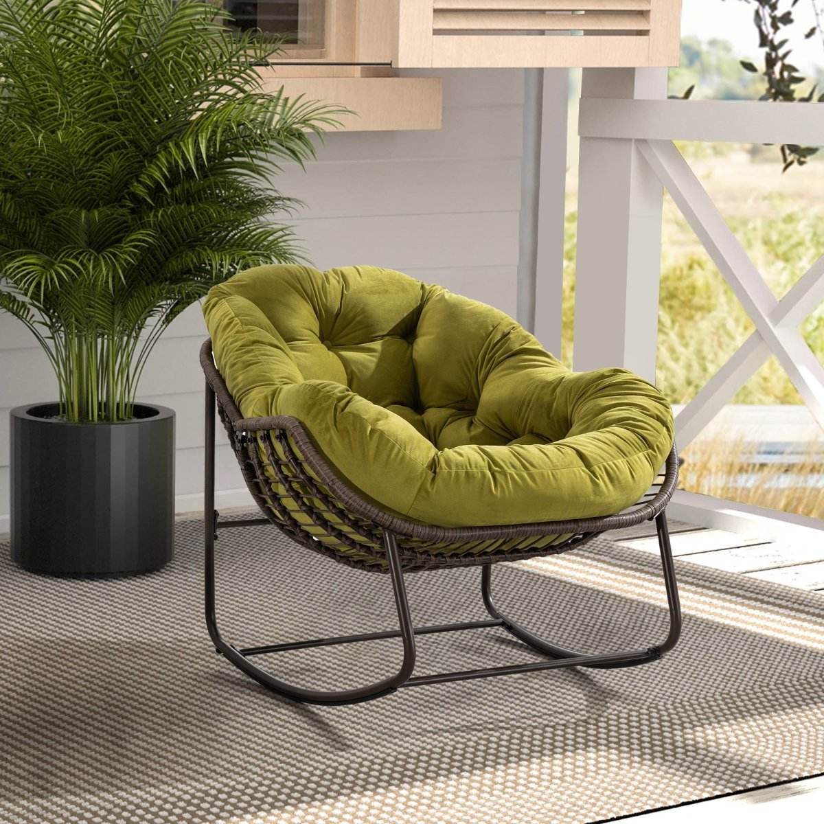 Outdoor Oversized Hand - Woven Rattan Rocking Chair - Restalyn - Sleep Galleria