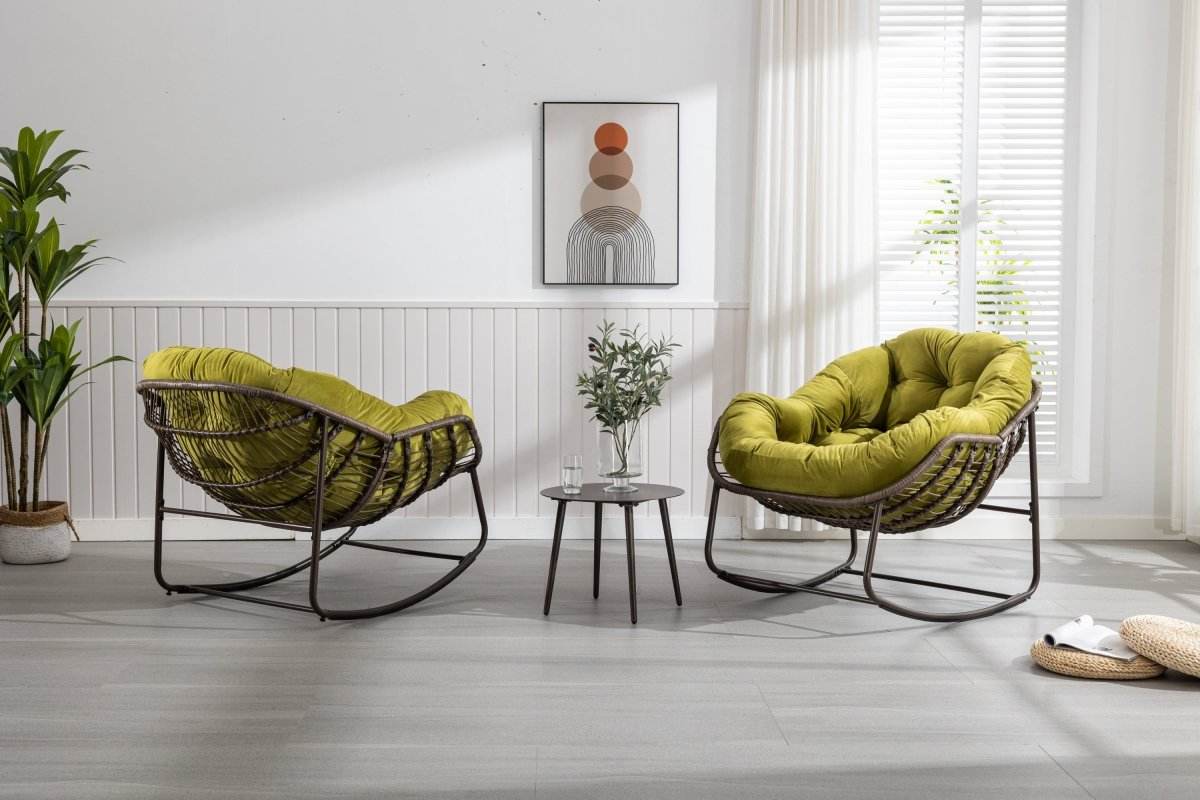 Outdoor Oversized Hand - Woven Rattan Rocking Chair - Restalyn - Sleep Galleria