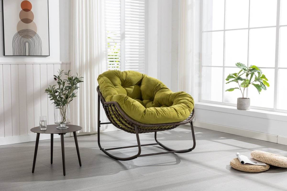 Outdoor Oversized Hand - Woven Rattan Rocking Chair - Restalyn - Sleep Galleria