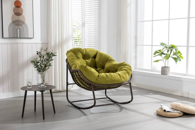 Outdoor Oversized Hand - Woven Rattan Rocking Chair - Restalyn - Sleep Galleria