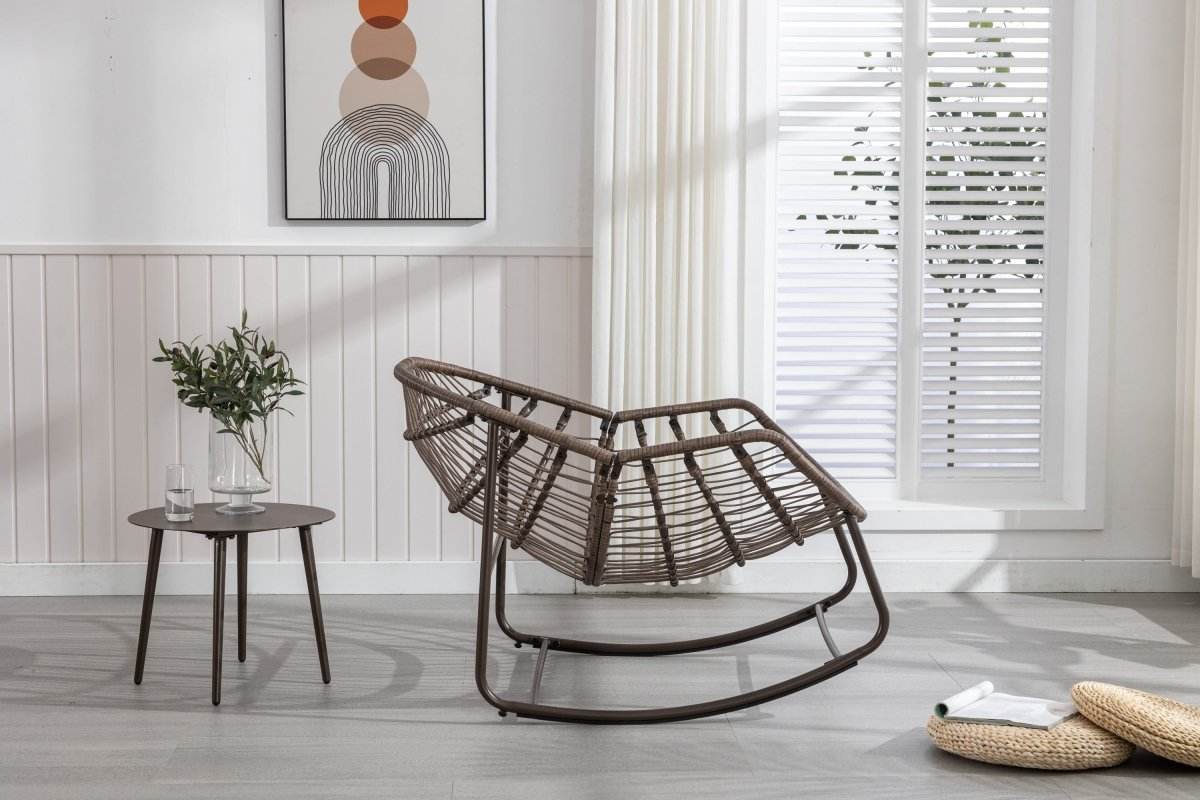 Outdoor Oversized Hand - Woven Rattan Rocking Chair - Restalyn - Sleep Galleria