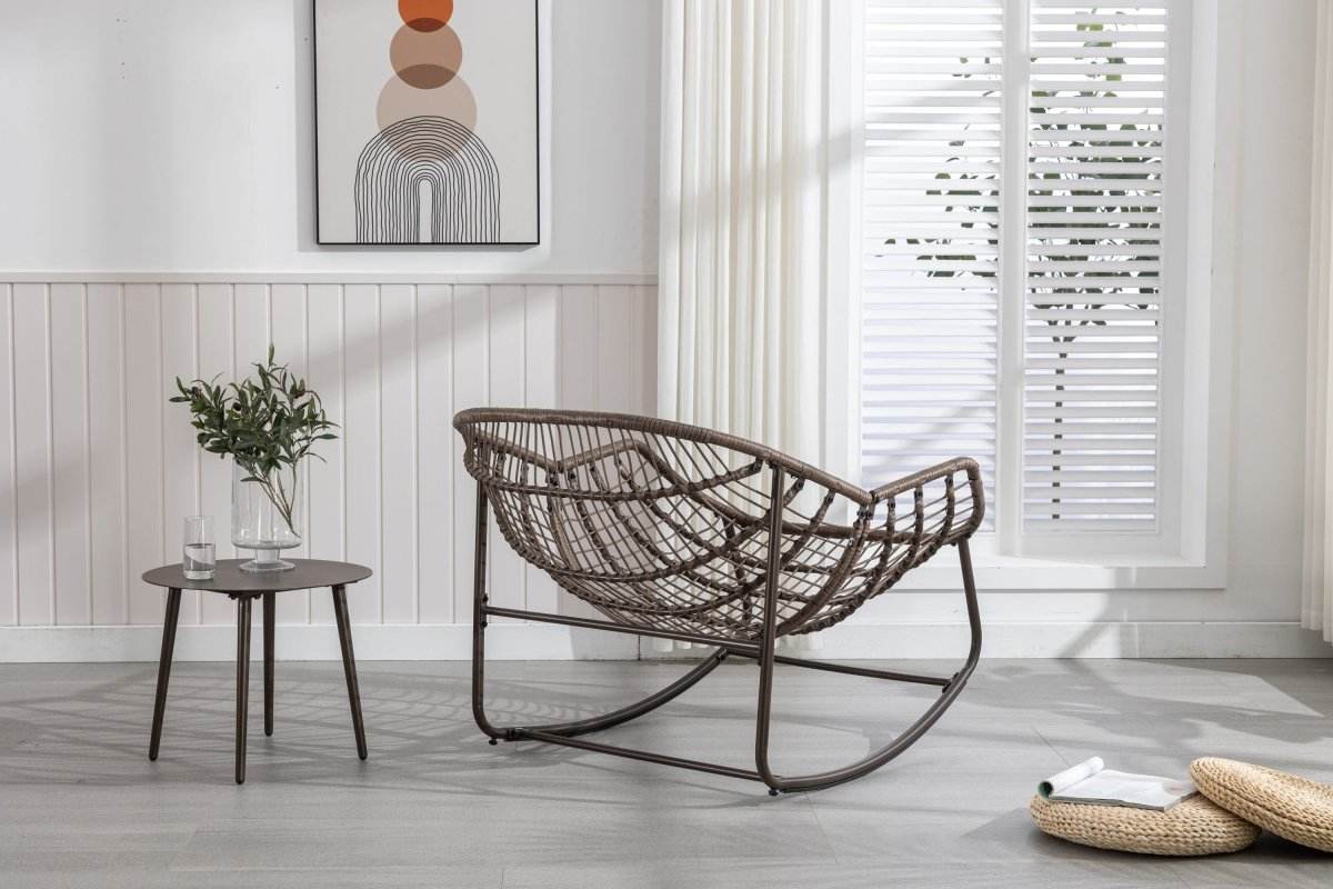 Outdoor Oversized Hand - Woven Rattan Rocking Chair - Restalyn - Sleep Galleria