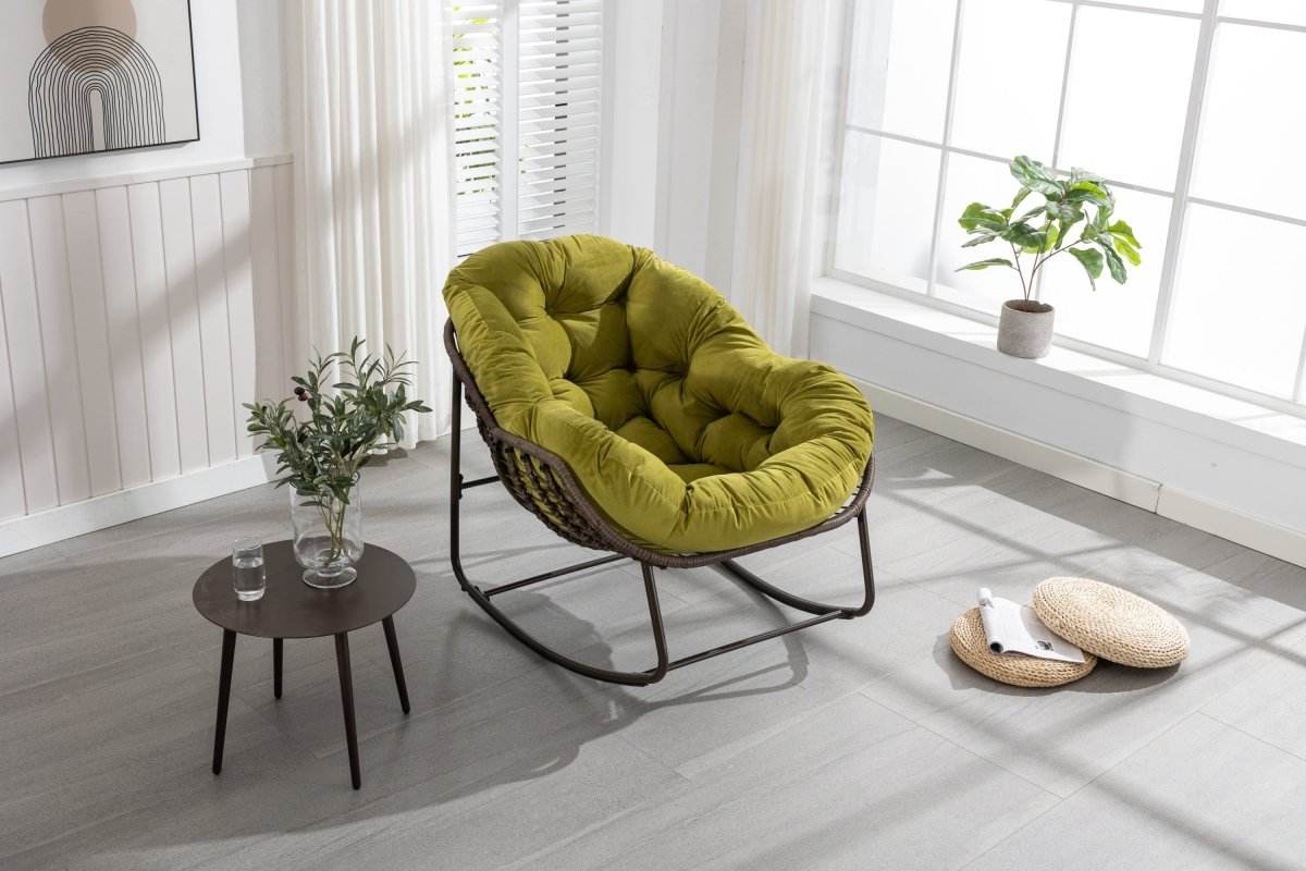 Outdoor Oversized Hand - Woven Rattan Rocking Chair - Restalyn - Sleep Galleria