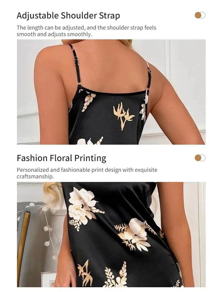 Silk Floral Print Women’s Nightdress Sleepwear - Sleep Galleria