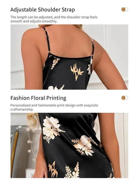 Silk Floral Print Women’s Nightdress Sleepwear - Sleep Galleria
