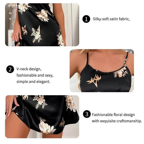 Silk Floral Print Women’s Nightdress Sleepwear - Sleep Galleria