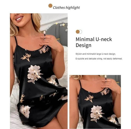Silk Floral Print Women’s Nightdress Sleepwear - Sleep Galleria