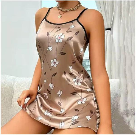 Silk Floral Print Women’s Nightdress Sleepwear - Sleep Galleria