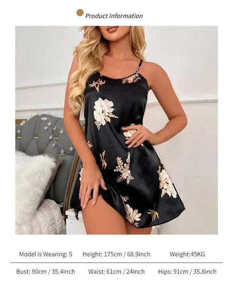 Silk Floral Print Women’s Nightdress Sleepwear - Sleep Galleria