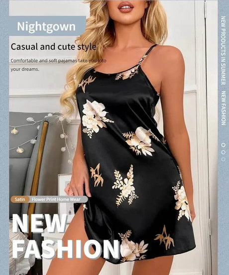 Silk Floral Print Women’s Nightdress Sleepwear - Sleep Galleria