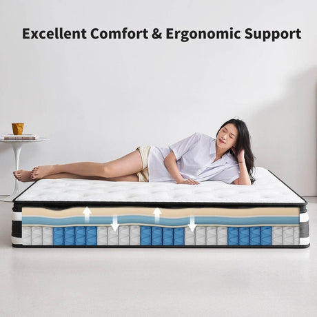 Soft 12-Inch Plush Memory Foam Pocket Spring Mattress - Sleep Galleria