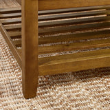 Tufted Linen Square Ottoman With Beech Wood Shelf - Sleep Galleria