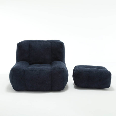 Velvet Memory Foam Indoor Bean Bag Chair With Ottoman - Restalyn - Sleep Galleria