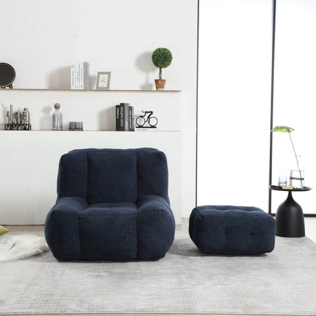 Velvet Memory Foam Indoor Bean Bag Chair With Ottoman - Restalyn - Sleep Galleria