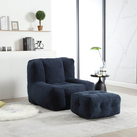 Velvet Memory Foam Indoor Bean Bag Chair With Ottoman - Restalyn - Sleep Galleria