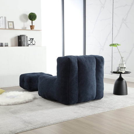 Velvet Memory Foam Indoor Bean Bag Chair With Ottoman - Restalyn - Sleep Galleria
