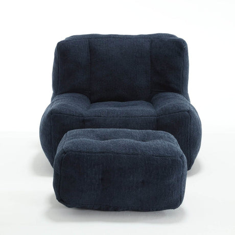 Velvet Memory Foam Indoor Bean Bag Chair With Ottoman - Restalyn - Sleep Galleria