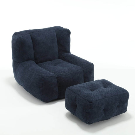Velvet Memory Foam Indoor Bean Bag Chair With Ottoman - Restalyn - Sleep Galleria