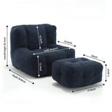 Velvet Memory Foam Indoor Bean Bag Chair With Ottoman - Restalyn - Sleep Galleria