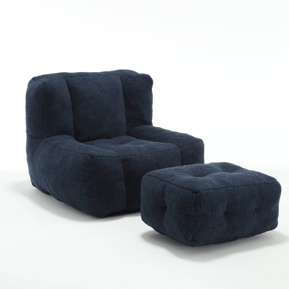 Velvet Memory Foam Indoor Bean Bag Chair With Ottoman - Restalyn - Sleep Galleria