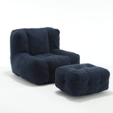 Velvet Memory Foam Indoor Bean Bag Chair With Ottoman - Restalyn - Sleep Galleria