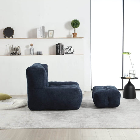 Velvet Memory Foam Indoor Bean Bag Chair With Ottoman - Restalyn - Sleep Galleria