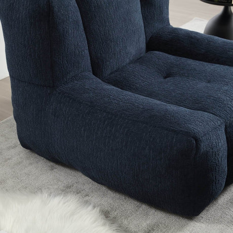 Velvet Memory Foam Indoor Bean Bag Chair With Ottoman - Restalyn - Sleep Galleria