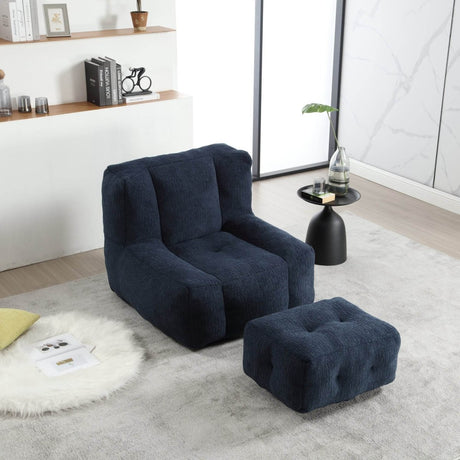 Velvet Memory Foam Indoor Bean Bag Chair With Ottoman - Restalyn - Sleep Galleria