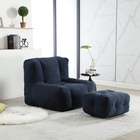 Velvet Memory Foam Indoor Bean Bag Chair With Ottoman - Restalyn - Sleep Galleria