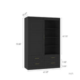 Black MDF Sliding Barn Door Armoire Wardrobe Cabinet - Restanew - Sleep Galleria