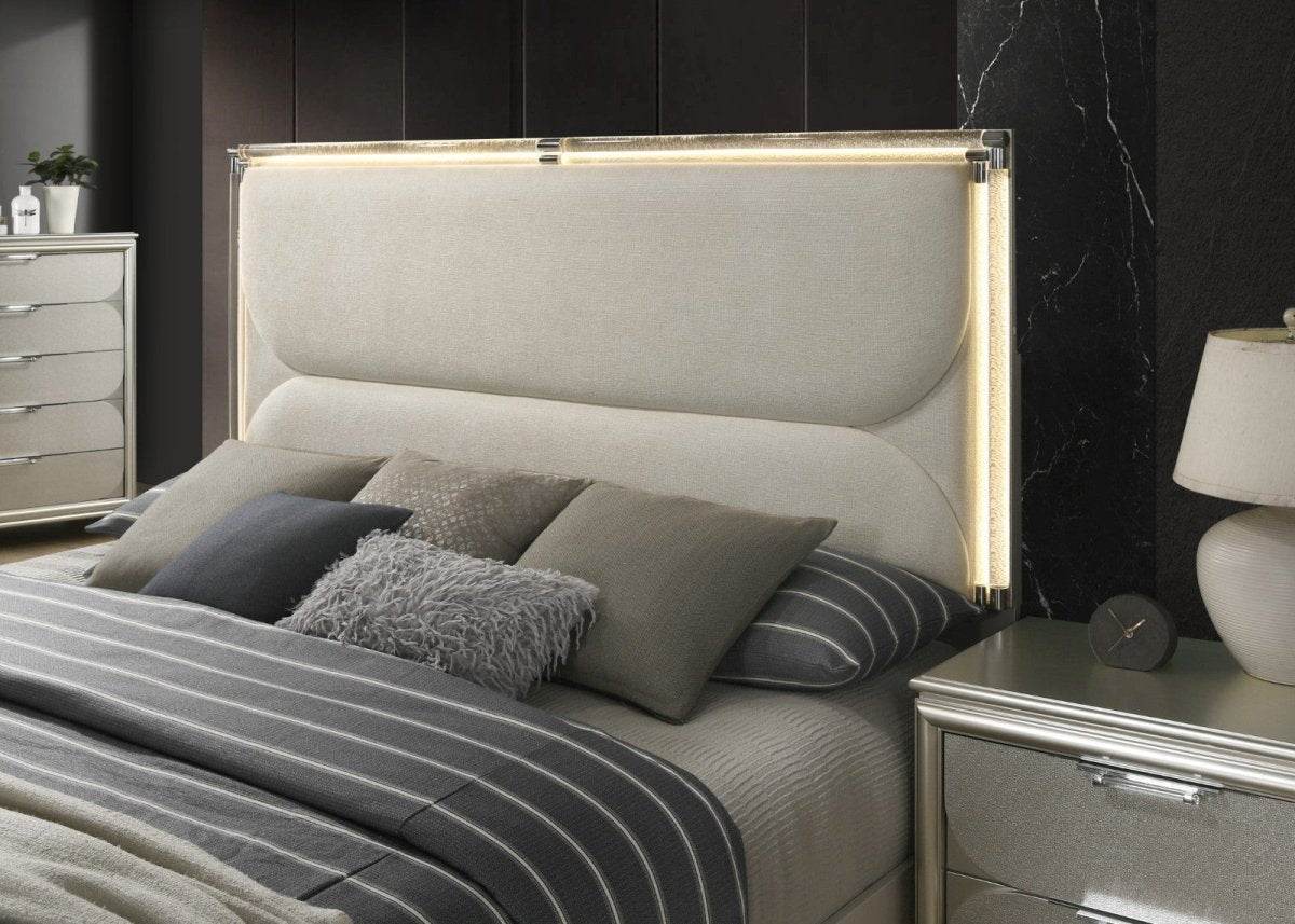 Contemporary Silver Fabric Upholstered 3-Piece Bedroom Set - Sleep Galleria