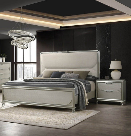 Contemporary Silver Fabric Upholstered 3-Piece Bedroom Set - Sleep Galleria