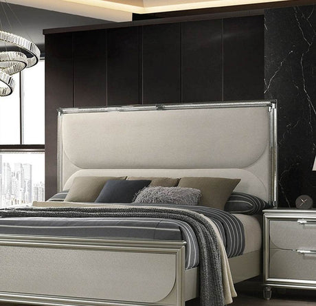Contemporary Silver Fabric Upholstered 3-Piece Bedroom Set - Sleep Galleria