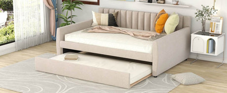 Full Upholstered Velvet Daybed With Pull - Out Trundle - Restanew - Sleep Galleria