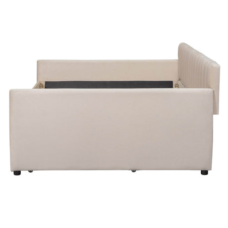 Full Upholstered Velvet Daybed With Pull - Out Trundle - Restanew - Sleep Galleria