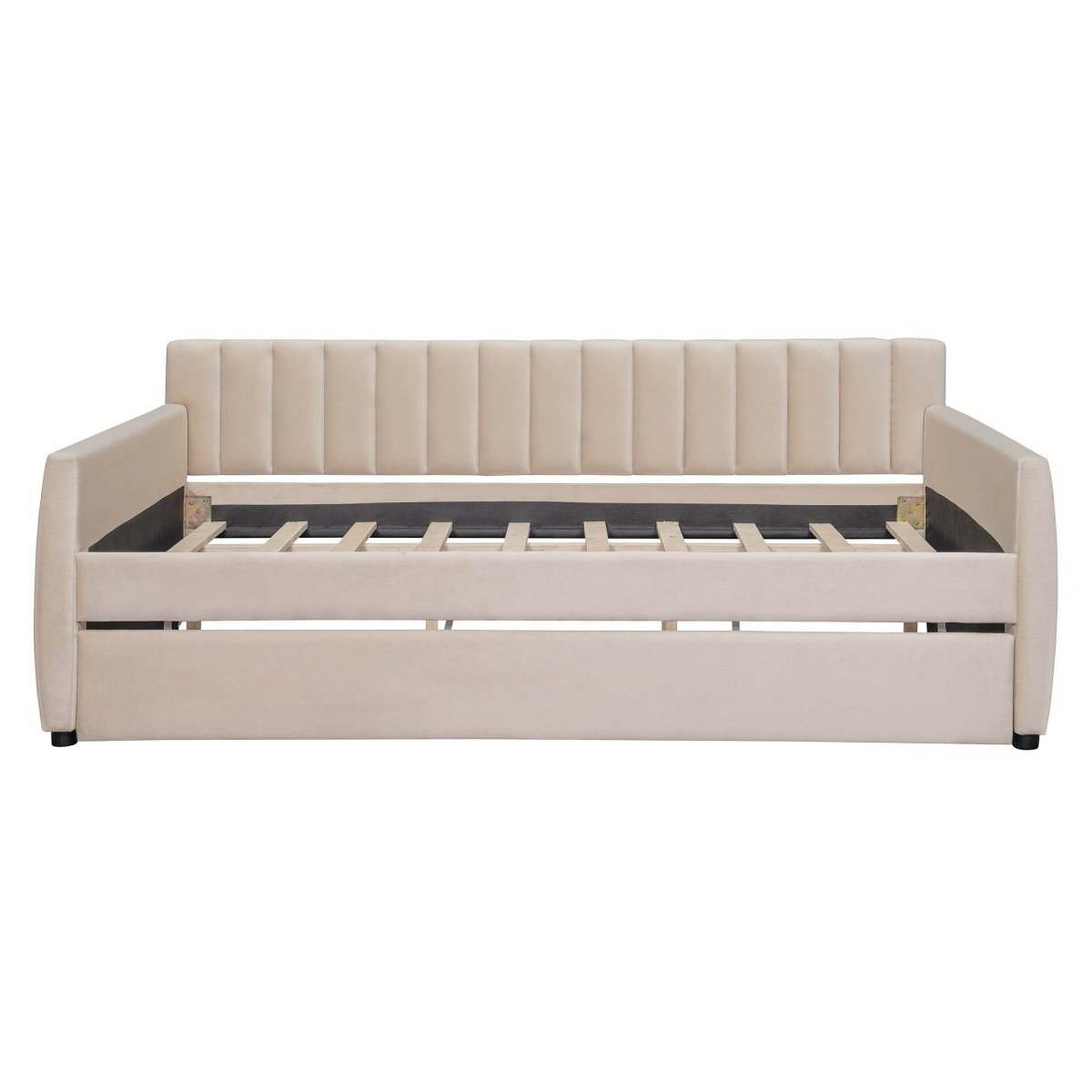 Full Upholstered Velvet Daybed With Pull - Out Trundle - Restanew - Sleep Galleria