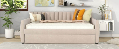 Full Upholstered Velvet Daybed With Pull - Out Trundle - Restanew - Sleep Galleria