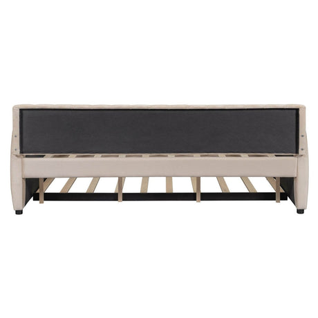 Full Upholstered Velvet Daybed With Pull - Out Trundle - Restanew - Sleep Galleria