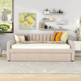Full Upholstered Velvet Daybed With Pull - Out Trundle - Restanew - Sleep Galleria