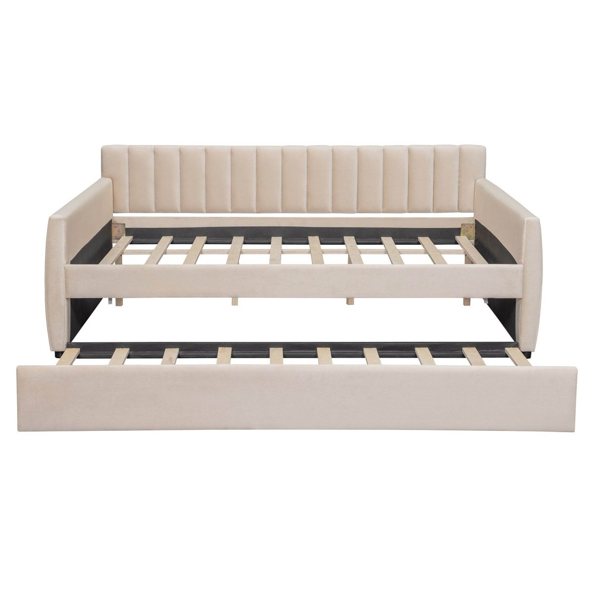 Full Upholstered Velvet Daybed With Pull - Out Trundle - Restanew - Sleep Galleria