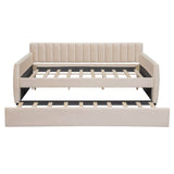 Full Upholstered Velvet Daybed With Pull - Out Trundle - Restanew - Sleep Galleria