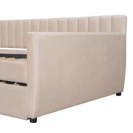 Full Upholstered Velvet Daybed With Pull - Out Trundle - Restanew - Sleep Galleria