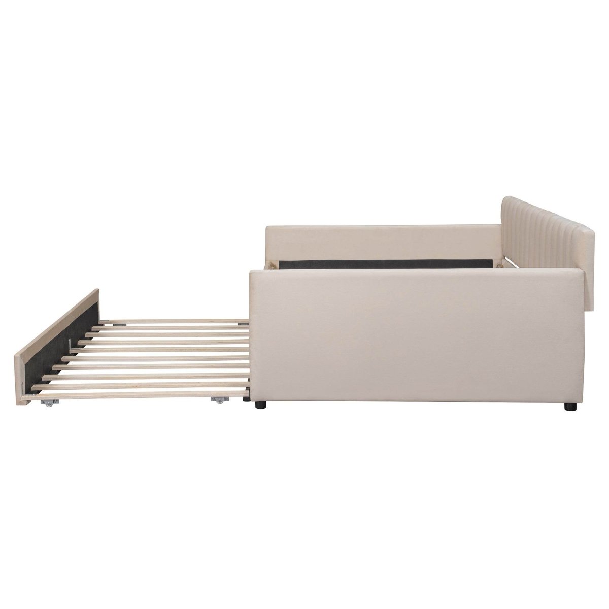Full Upholstered Velvet Daybed With Pull - Out Trundle - Restanew - Sleep Galleria